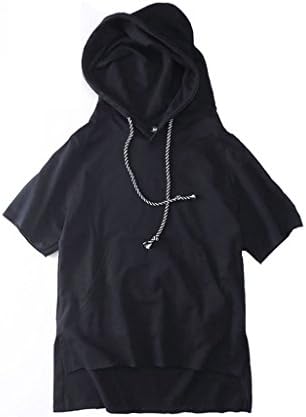 Mens Hipster Fashion Hip Hop Short Sleeve Hoodie Man Casual Hipster Hip Hop Skateboard Long Hoodies T-shirt(XXL)