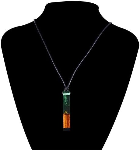 Handmade Chain Necklace,Vintage Wood and Resin Wood Pendant Rope Chain Necklace Chocker