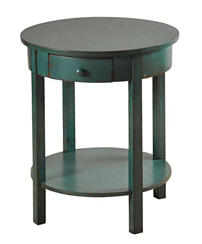 Collective Design Antique Round Blue Finish Side Table