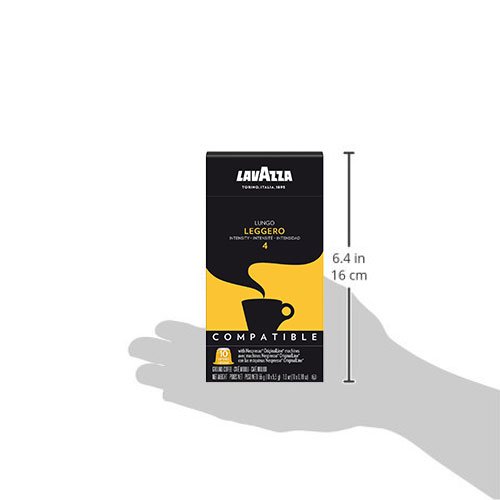 LAVAZZA PREMIUM COFFEE CORP NESPRESSO ORIGINALLINE COMPATIBLE CAPSULES, LEGGERO ESPRESSO LUNGO, MEDIUM ROAST COFFEE, 10 CT