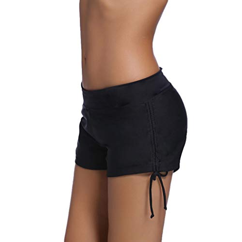 CHAELAKES Womens Swimsuits Shorts Ladies Casual Tankini Swim Briefs Plus Size Bottom Boardshort Bandage Pants Black