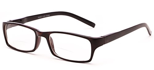 Readers.com The Vancouver Bifocal +3.00 Brown and Bronze Tortoise Unisex Simple Rectangle Bifocal Reading Glasses