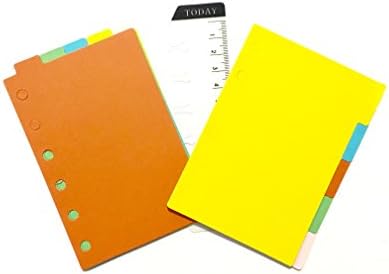 Timemorry 4Pack Colored Index Divider Classified Papers/Filler Papers with 1PCS Plastic Ruler for A7 6-Holes Notebook/Planner/Binder (4Pack A7+1 Plastic Ruler)