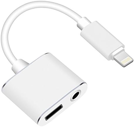 2 in 1 Lightning Adapter for iPhone 7 / 7 Plus, Lightning Charger 8 pin and 3.5mm Earphone Stereo Jack Cable Adapter for iPhone 7/7 Plus/6s/6/5s/5 - Silver