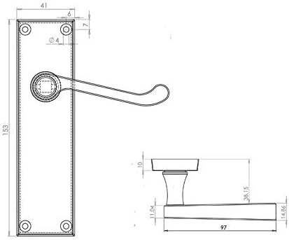 Polished Chrome Victorian Scroll Long Plate Lever Latch Door Handles 150mm, Silver, 20.2 x 12.6 x 6.8 cm - Image 3
