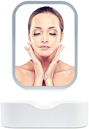 Protable Vanity Mirror with Lights- Travel Led Cosmetic Mirror with Storage Box -Touch Screen,Square,USB Cable or Battery Powered,Nature Light,Adjustable,Tabletop,Compact