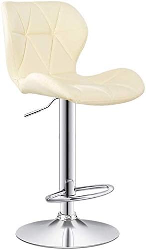 QTQZDD Faux Leather Stainless Steel Bar Stool Backrest Modern Kitchen Dining Stool Leisure Stool New Chair, Metal, Beige