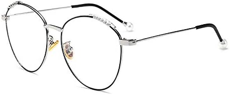 Blue Light Blocking Glasses for Computer Anti-Glare Protection Anti-Fatigue Anti UV Smartphone Screens TV Eyewear Defend Your Eyes(No Magnification) Women Black silver