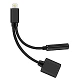 GPDSTA 2 in 1 Lightning 3.5mm Audio Adapter supports IOS 10.3 Headphone Jack Adapter for iphone (Black)
