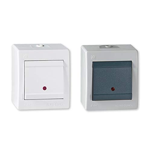ALING-CONEL Ein/Aus Aufputz Schalter mit Glimmlampe (Kontrollleuchte) 10AX/250V~ / IP 44 - Weiß – Bild 5