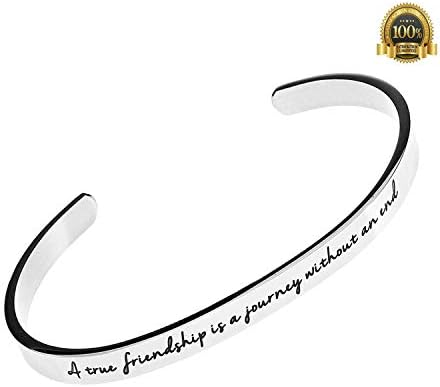 Friendship Bracelets A True Friendship is a Journey Without an End Bracelet, Friend Quote Bracelet True Friendship Bracelets Cuff Bangle