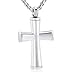 Black Cross Cremation Necklace Hold Loved One's Ashes Memorial Urn Jewelry for Women Men Keepsake Necklace Pendant(Silver Tone)