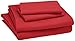 Amazon Basics Kid's Soft Easy-Wash Lightweight Microfiber 4-Piece Sheet Set, Full, Red, Solid