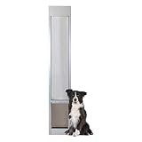 PetSafe Freedom Aluminum Patio Panel Sliding Glass Dog and Cat Door, Adjustable 76 13/16 in to 80 11/16 in - Large Satin Pet Door