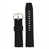 Watch Band Silicone Rubber Heavy Black Strap Waterproof Stainless Buckle 24 millimeters