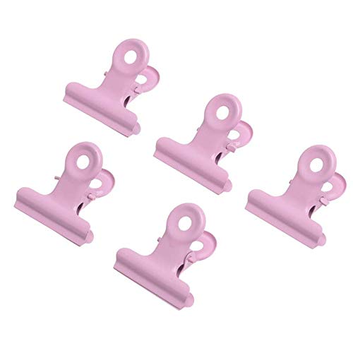 OUTOPEN Metal Bulldog Binder Paper Clips Paint Candy Color for Food Bags, Pictures Photos, Art Crafts, Home Office Supply 5pcs