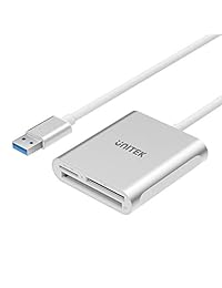 Unitek 3 ranuras de aluminio lector de tarjetas, leer 3 tarjetas al mismo tiempo