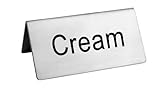 New Star Foodservice 27365 CREAM Table Tent Sign, Stainless Steel, 3 x 1.5-Inch, Set of 2
