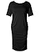 Women's Bodycon Maternity Dress Casual Short Sleeve Ruched Sides Knee Length Pregnant Dresses Black L