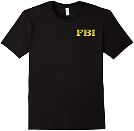 Men's FBI Logo Shirt With Vintage Distressed Look Large Black