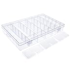 SGHUO-3-Pack-36-Grids-Clear-Plastic-Organizer-Box-Storage-Container-Jewelry-Box-with-Adjustable-Dividers-for-Beads-Crafts-Jewelry-Fishing-Tackles-with-400pcs-Label-Stickers