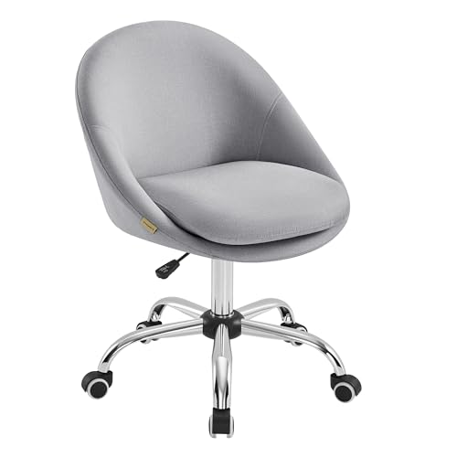 SONGMICS Homeoffice Stuhl, Schminkstuhl aus Baumwoll-Leinen-Mischgewebe, Schreibtischstuhl, Schaumstoffpolsterung, höhenverstellbar, für Arbeitszimmer