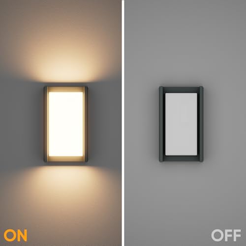 Klighten LED Outdoor Lamp 24 W, 3000 K Warm White Wall Light, Waterproof IP65, Suitable for Terraces, Anthracite