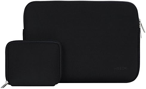 Laptop Sleeve 11.6-12.3 Inch Case for MacBook Air 11" and Popular 11-12.3 inch Notebooks, Water Repellent Elastic Neoprene Notebooks Notebooks Bag with Small Case, Deep Black
