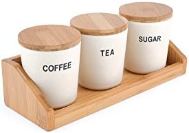 Peterson Housewares BF0265004SWH1 Round Storage Containers Bamboo Fiber Body with Cover and Shelf (Set of 3), White