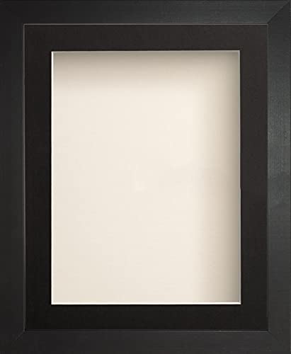 Radcliffe Black Wooden Deep Box 3D 10x8" Frame with Black Mount for Image 7x5", Ivory Backing Board * Choice of Sizes* Fitted with Real Glass