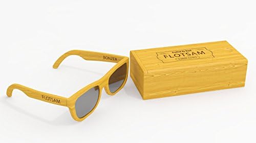 Floating Bamboo Sunglasses - Flotsam Sunglasses Bonzer Model- Great for Surfing, Kayaking, Swimming, Wakeboarding, and Wake Surfing
