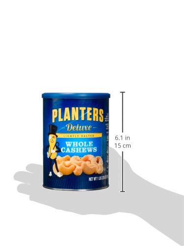PLANTERS DELUXE LIGHTLY SALTED WHOLE CASHEWS, 18.25 OZ. RESEALABLE CONTAINER – LIGHTLY SALTED CASHEWS & LIGHTLY SALTED NUTS – SNACKS FOR ADULTS & KIDS – VEGAN SNACKS, KOSHER