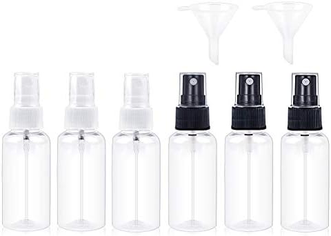 Spray Bottle Empty Transparent Plastic Atomiser Fine Mist Cosmetic Spray Bottles Set with 2 Small Plastic Funnels (6pack Spray Bottle,30ml)