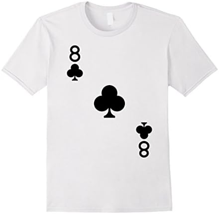 Mens Eight of Clubs Costume T-Shirt Halloween Deck of Cards Medium White