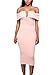 Alvaq Women's Sexy V Neck Off The Shoulder Evening Bodycon Club Midi Dress, Peach, X-Large