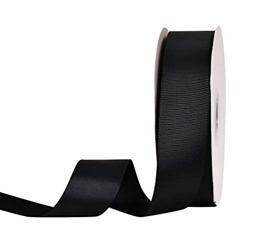 YAMA Solid Grosgrain Ribbon 1 1/2 inch 50 Yards for Gift Package Wrapping Floral Design Crafting Party Wedding Decorations, Black