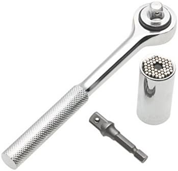 Olioo 7mm to 19mm Professional Grade Universal Socket Wrench Gator Grip Universal Socket Adapter micro fasteners with Power Drill Adapter and Handle