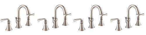 Moen WS84855SRN Wetherly Two-Handle Widespread Bathroom Faucet with Valve Included, Spot Resist Brushed Nickel (4-(Pack))