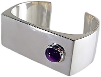 Pure Silver Mens Cuff With Ruby