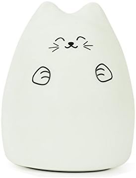iBunny Cute Kitty Portable Silicone LED Night Lamp, USB Rechargeable Children Night Light with Warm White, Single Color and 7-Color Breathing, Easy Tap Control for Baby Adults Bedroom Gift (B)