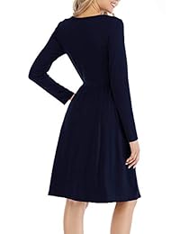 Cowear - Vestido de manga larga con bolsillos para mujer S-3XL