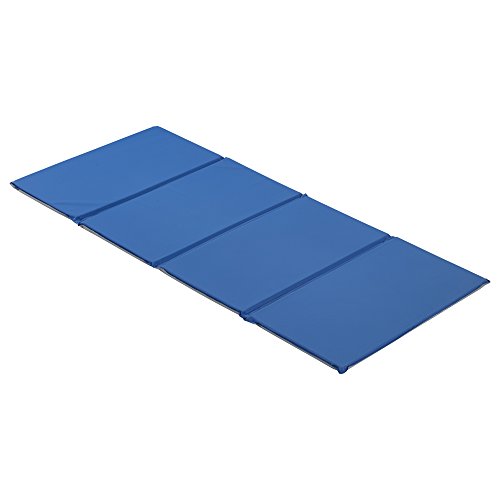 ECR4Kids Everyday Folding Rest Mat, 4-Section, 5/8in, Sleeping Pad, Blue/Grey, 1-Piece