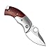KUBEY Folding Pocket Knife with Wooden Handle Drop Point Shaving Sharp Blade Thumb Hole One Hand Opening for Outdoor Hunting Camping Tool (DM083-1)