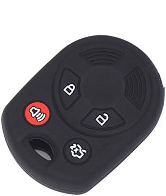 MJKEY 4 Buttons Black Silicone Rubber Keyless Entry Remote Key Case Cover Fob Bag Shell Skin Holder Protector for Ford C-Max Edge Escape Expedition Explorer Mustang Taurus Transit Flex Fusion Focus
