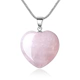 Unique Gift Pink Quartz Heart Charms Pendant Neklace for Women