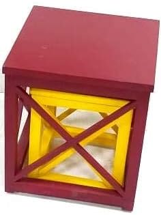 Detec Homze Elegant Crisscross Designed Multipurpose Side Table Yellow and Red Color Set of 2