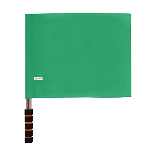 JIAHG Red Referee Flags with Metal Pole Foam Handle Sports Match Linesman Command Flags Red Stainless Steel Signal Flag Football Soccer Ref Flags Rugby Official Flag Track and Field Sports (Green)
