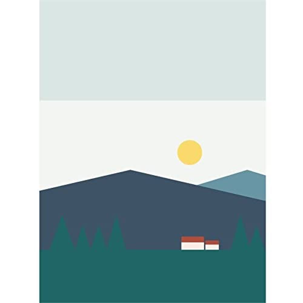 Wee Blue Coo Geometric Shapes Highland Scotland Home Hills Sun Scottish Canvas Art Print