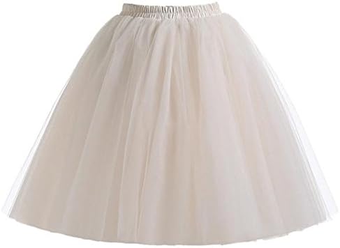 Spearss Hot Women's A-line Knee Length Layered Tulle Short party Skirt 26W US Beige