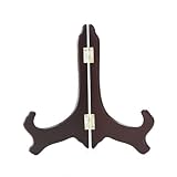 Feng Shui Import Rubber Finished Wooden Plate Easel, 9" H, Dark Brown
